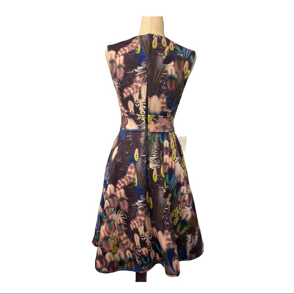 Cynthia Rowley Dress Size 8 Peacock Feather Print - Picture 2 of 6